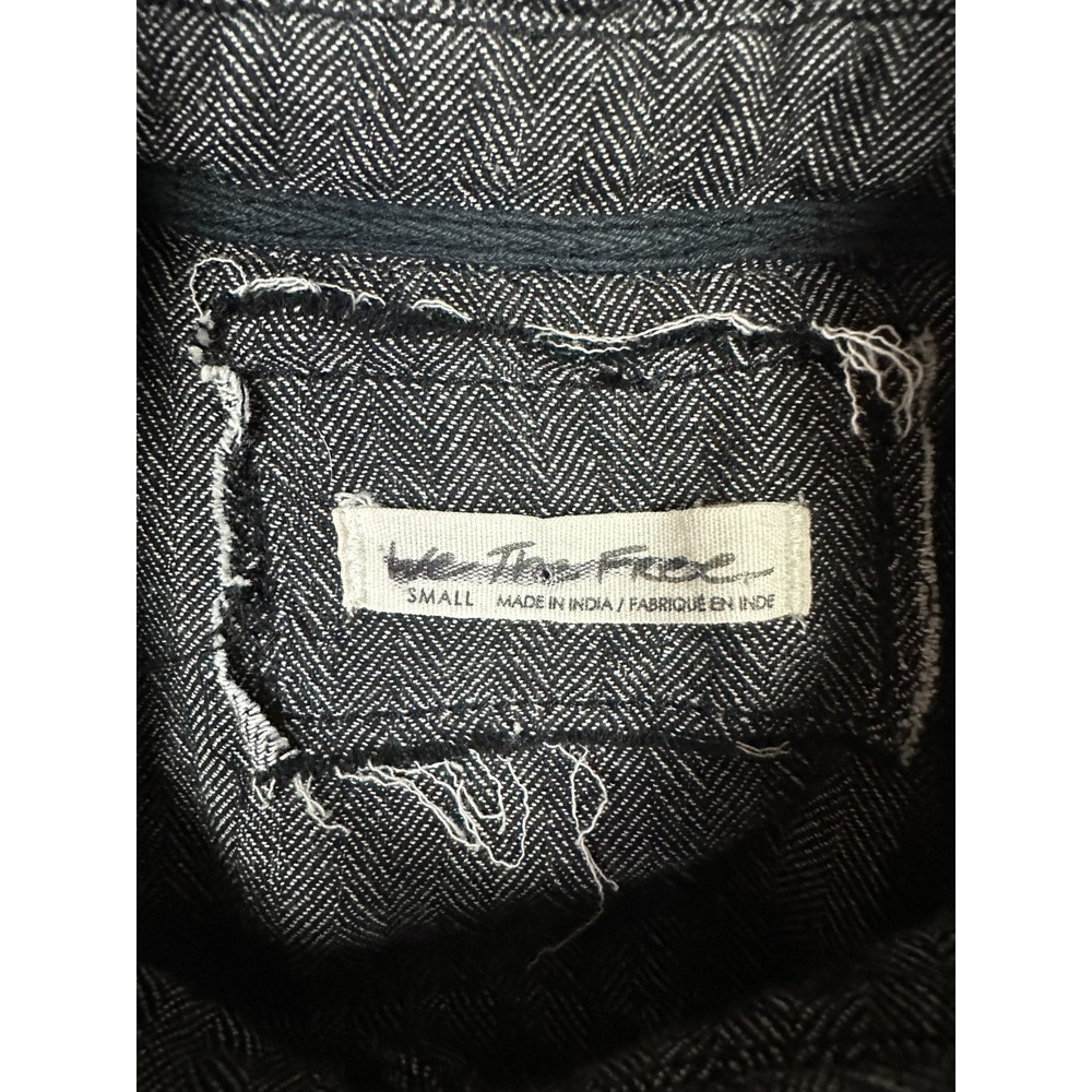 Free People We The Free Tunic Top Womens Small Black Herringbone Edge Detailing - Picture 3 of 8